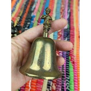 VTG 80's SILVESTRI Christmas Silver Plated Bell Gold Tone Angel Trumpeter